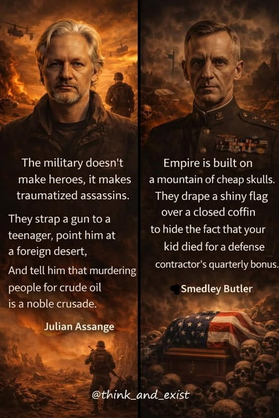 Julian-Assange-and-Smedley-Butler-on-war